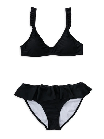 Shop Snapper Rock Girl's 2-piece Ruffled Bikini In Black