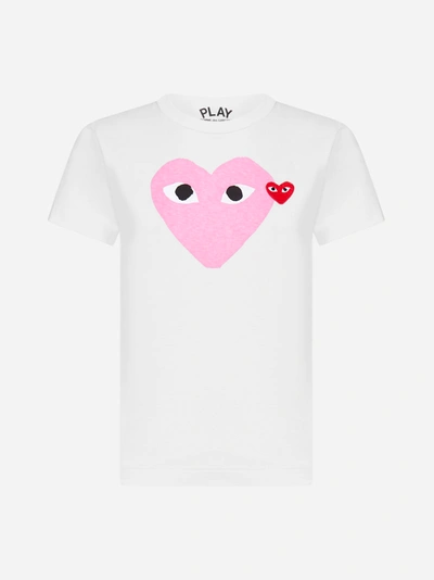 Shop Comme Des Garçons Play Logo Cotton T-shirt