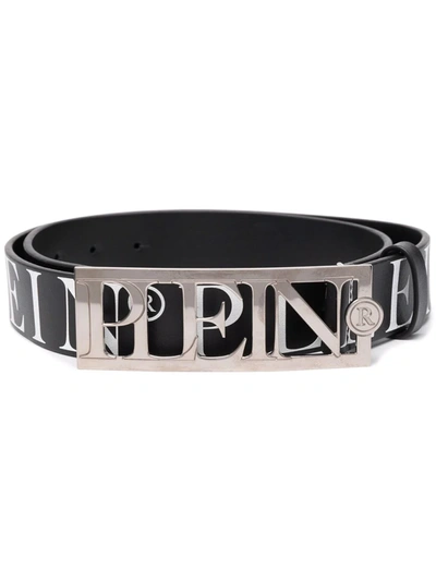 Shop Philipp Plein Logo-lettering Buckle Belt In Black