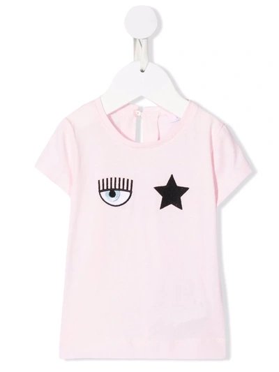 Chiara Ferragni Blinking Eye Print T-shirt In Pink