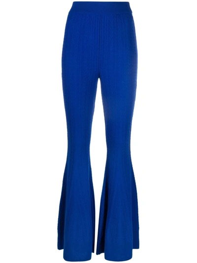 Shop Stella Mccartney Knitted Flared Trousers In Blue