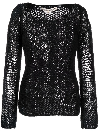 Pre-owned Comme Des Garçons 2010 Open-knit Round-neck Jumper In Black