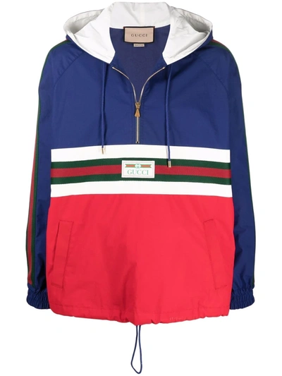 Gucci Web-stripe Hooded Windbreaker In Multicolor | ModeSens