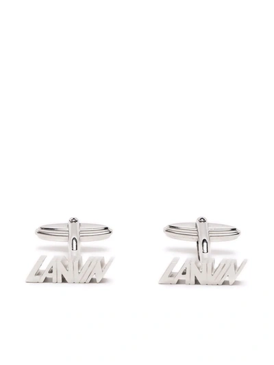 Shop Lanvin Logo-lettering Cufflinks In Silber