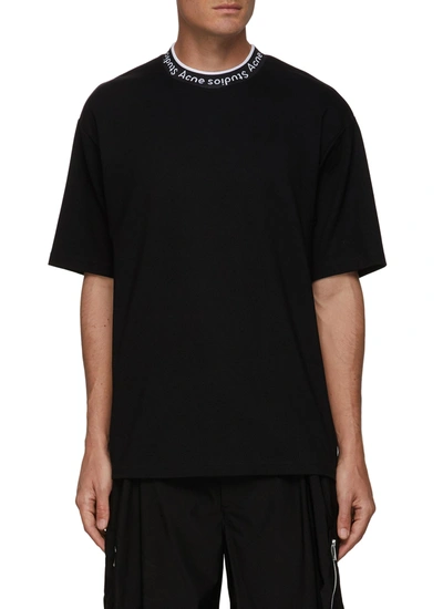 Shop Acne Studios Logo Jacquard Ribbed Collar T-shirt In Black