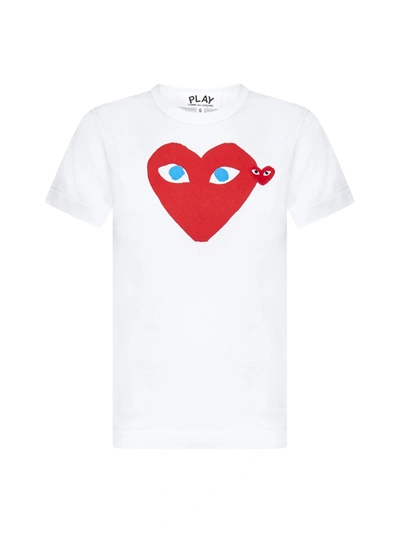 Shop Comme Des Garçons Play Heart Logo T In White