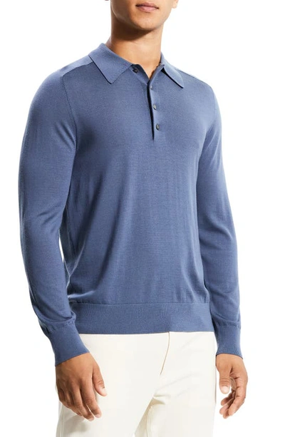 Shop Theory Long Sleeve Wool Polo In Bering