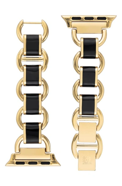 Shop Anne Klein 12.7mm Apple Watch® Bracelet Watchband In Gold/ Black