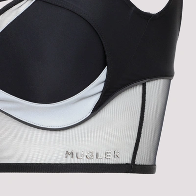 Shop Mugler Sheer Panel Bra Top Tops In Black