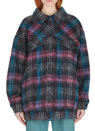 Shop Marc Jacobs Oversized Furry Plaid Jacket In Multi