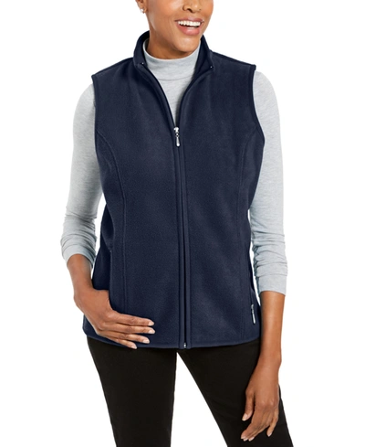 Shop Karen Scott Zeroproof Fleece Vest, Created For Macy's In Intrepid Blue