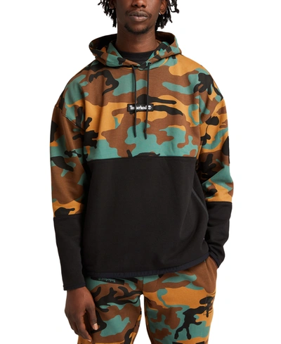 Shop Timberland Men's Yc Regular-fit Camouflage Color Blocked Hoodie In Rubber-smoke Pine House Camo-black