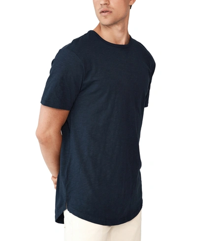 Shop Cotton On Men's Scooped Hem T-shirt In Indigo Textured