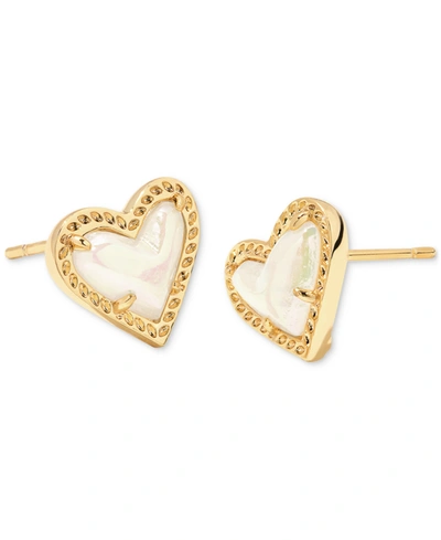 Shop Kendra Scott Stone Heart Stud Earrings In Iridscnt F
