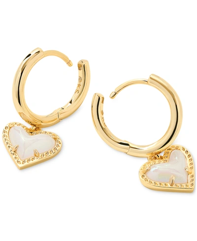 Shop Kendra Scott Pave & Colored Heart Charm Huggie Hoop Earrings In White