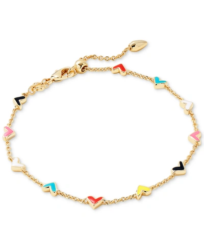 Kendra Scott 14k Gold-plated Color Heart Adjustable Link Bracelet In Multi