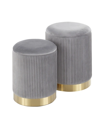 Shop Lumisource Marla Nesting Pleated Ottoman Set In Gray