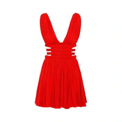 Shop Alaïa Alaia  Ljersey Nacre Dress In Red