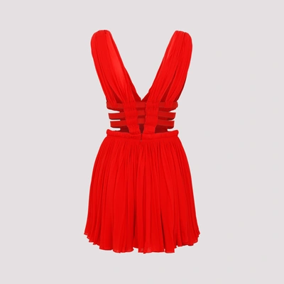 Shop Alaïa Alaia  Ljersey Nacre Dress In Red