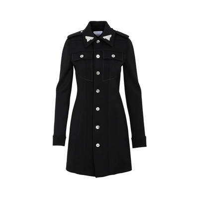 Shop Bottega Veneta Cavalry Wool Dress In Black