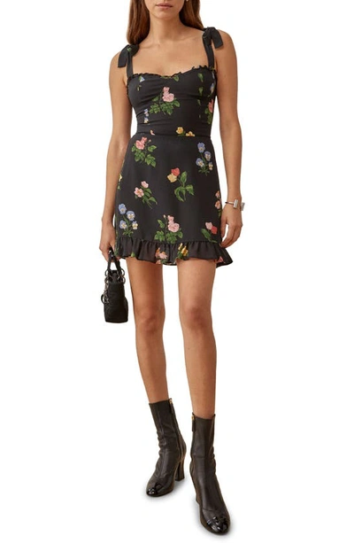 Shop Reformation Christine Ruffle Detail Minidress In Night Bloom