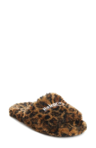 Shop Balenciaga Faux Fur Slipper In Leopard