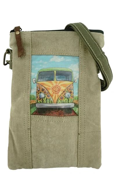 Shop Vintage Addiction Peace Van Crossbody Bag In Olive/khaki