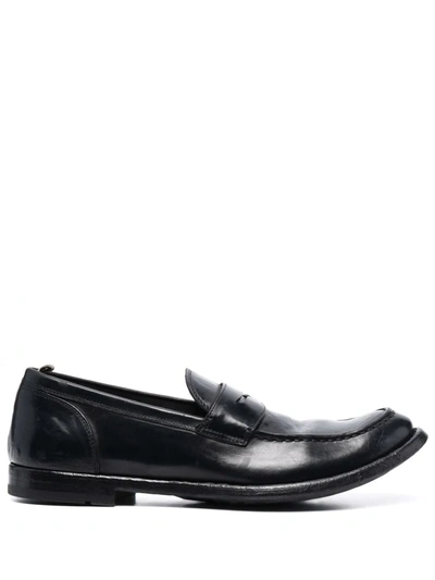 Officine Creative Anatomia Leather Penny Loafers In Black