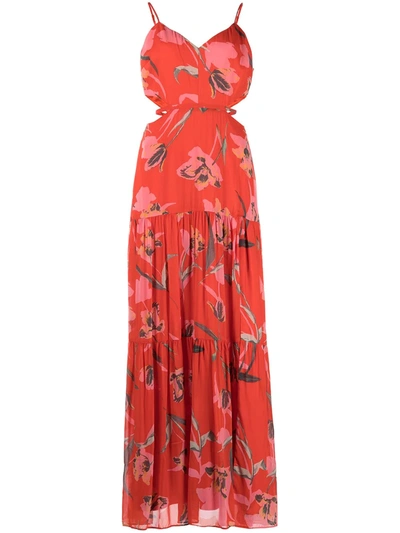 Shop Milly Wilda Floral-print Maxi Dress In Red