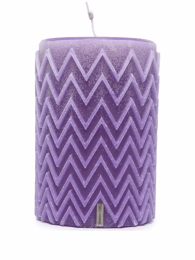 Shop Missoni Chevron Cylindrical Candle In Purple