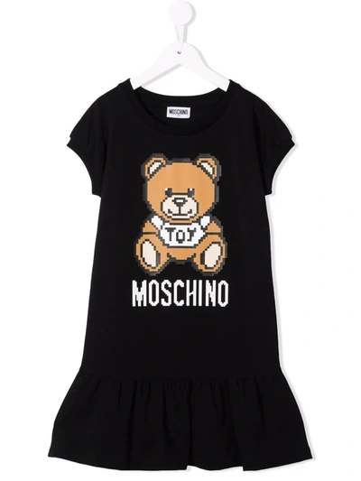 Shop Moschino Toy Bear Print Dress In Black