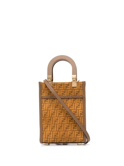 Shop Fendi Sunshine Mini Bag In Brown