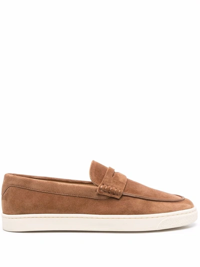 Shop Brunello Cucinelli Suede Two-tone Loafers In Brown