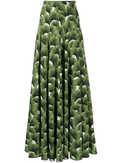 Shop Agua By Agua Bendita Foliage-print Maxi Skirt In Green