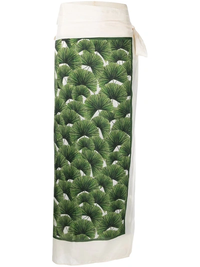 Shop Agua By Agua Bendita Foliage-print Wrap Skirt In Green