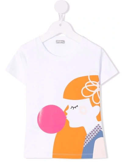 Shop Il Gufo Bubblegum Girl Graphic T-shirt In White