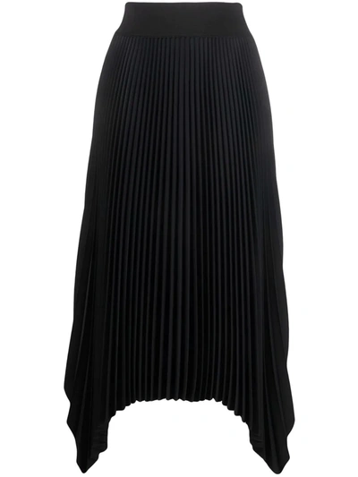 Shop Joseph Pleated Asymmetric Midi Skirt In Black