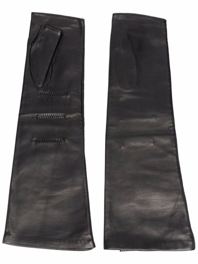 Shop Manokhi Fingerless Leather Gloves In Black