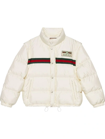 Shop Gucci Logo-patch Padded Bomber Jacket In White