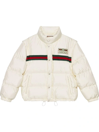 Gucci Padded Nylon Bomber Jacket With Web In White