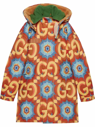 Shop Gucci Gg Kaleidoscope Jacquard Coat In Orange