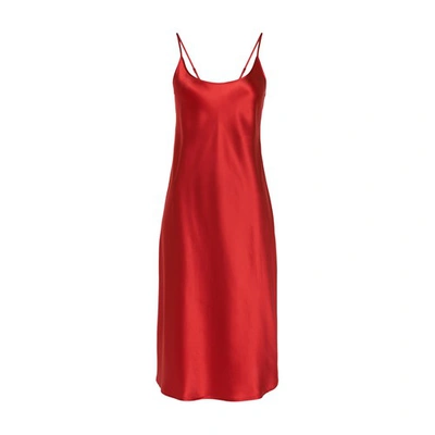 Shop La Perla Silk Midi Nightdress In Red Tango