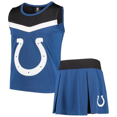 Shop Zzdnu Outerstuff Youth Blue/black Indianapolis Colts Spirit Cheer Two-piece Cheerleader Set In Royal