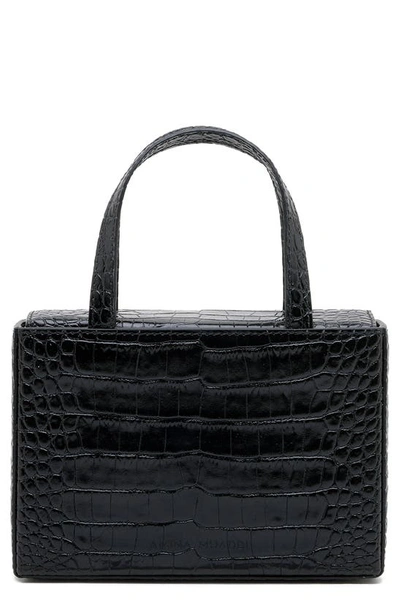 Shop Amina Muaddi Amini Georgia Embossed Leather Top Handle Bag In Print Cocco Black