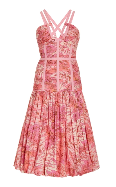 Shop Ulla Johnson Women's Kaia Cotton Midi Dress In Pink