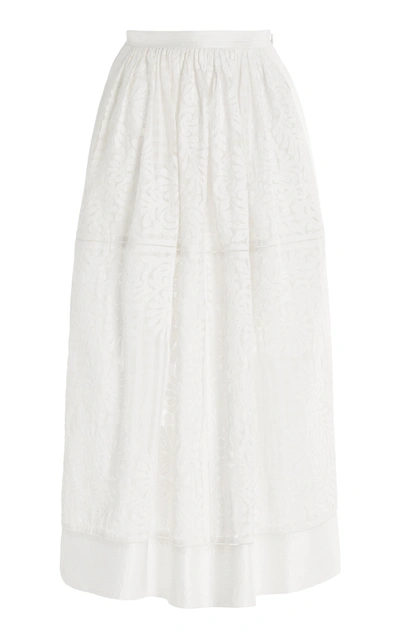 Shop Ulla Johnson Women's Francesca Cotton-silk Midi Skirt In Black,white