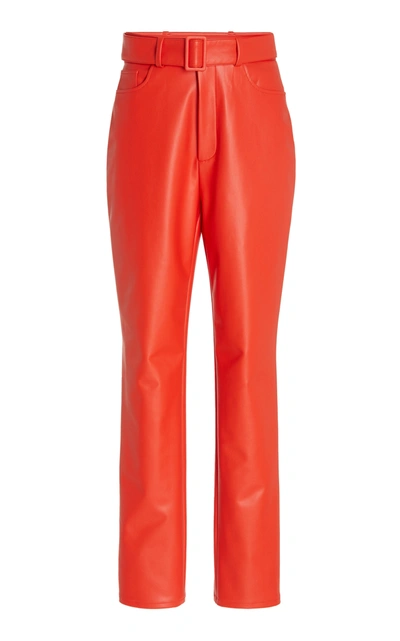 Lapointe Women's Stretch Faux Leather High Waisted Belted Slim Jean In Red