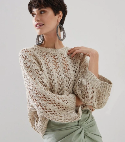 Shop Brunello Cucinelli Silk And Linen Blend Jumper In Beige