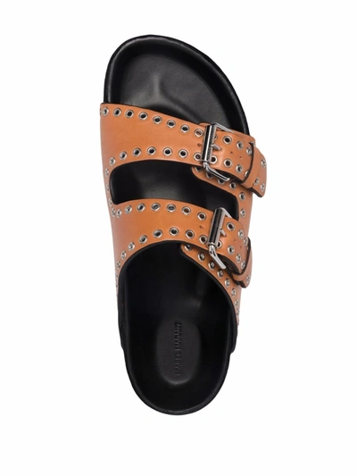 Shop Isabel Marant Lennyo Leather Sandals In Beige