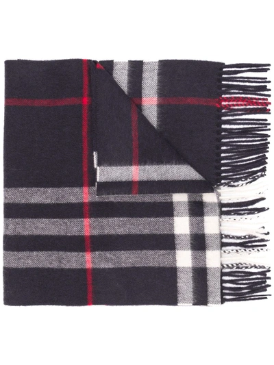 Shop Burberry Giant Check Cashmere Scarf In Blue